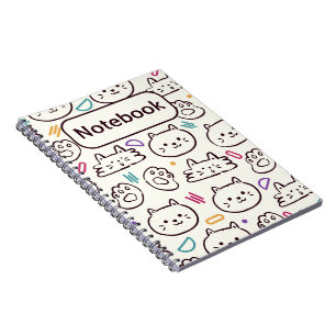 Carnet école de dessin animé blanc de chat