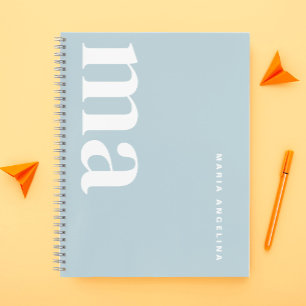 Carnet École de monogramme bleu mûre