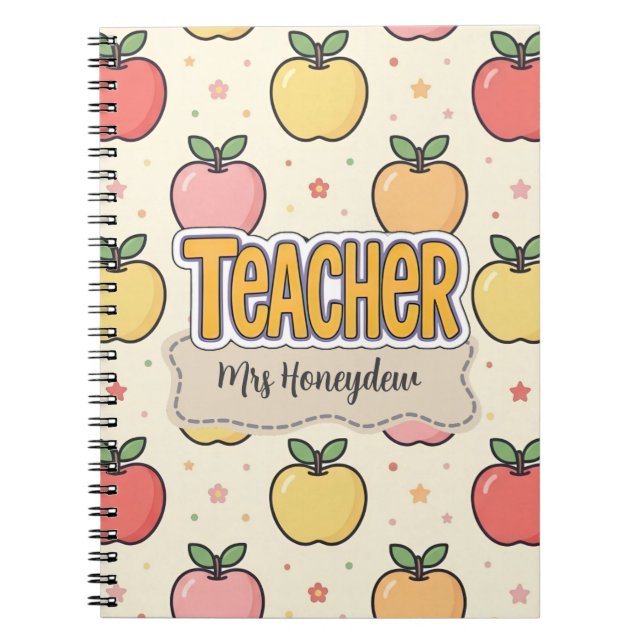 Carnet École de professeur jaune motif de pomme  (Devant)