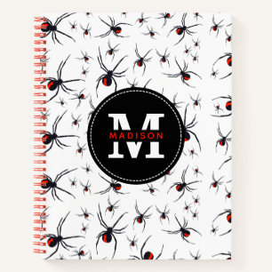 Carnet École Monogramme Motif Red & Black Spider