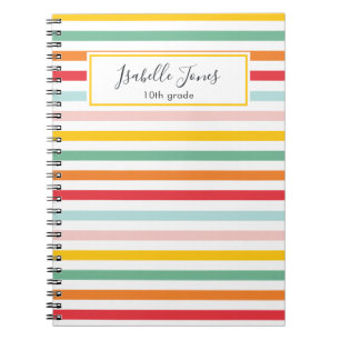 Carnet école personnalisée avec bande arc-en-ciel