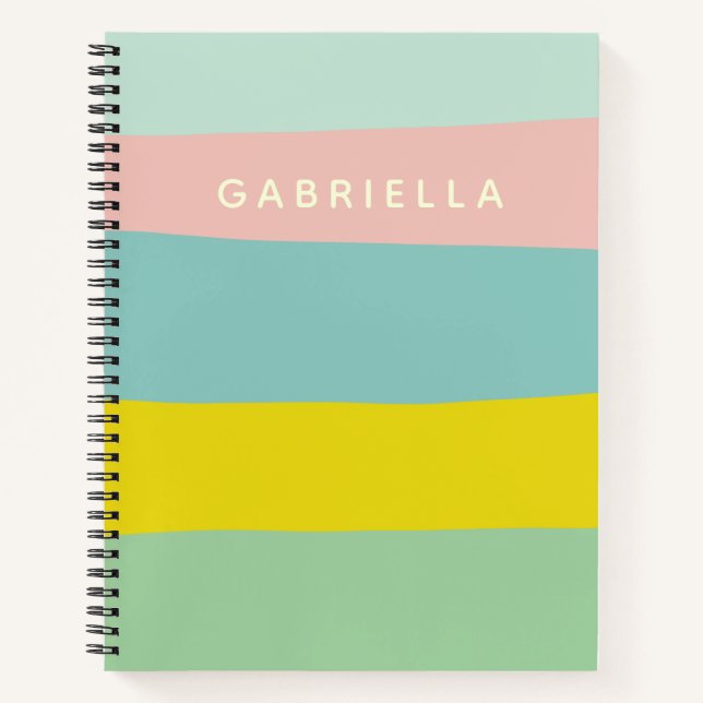 Carnet Ecole personnalisée couleur douce Pastel Stripes (Devant)
