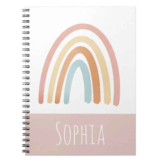 Carnet École pour enfants Boho et Pink Rainbow (Devant)