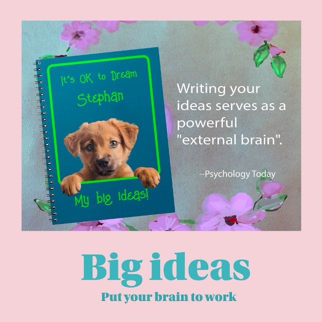 Carnet Écris ou Dessine Mon Grand Idées Chiot (Put Your Brain To Work Cute Puppy)