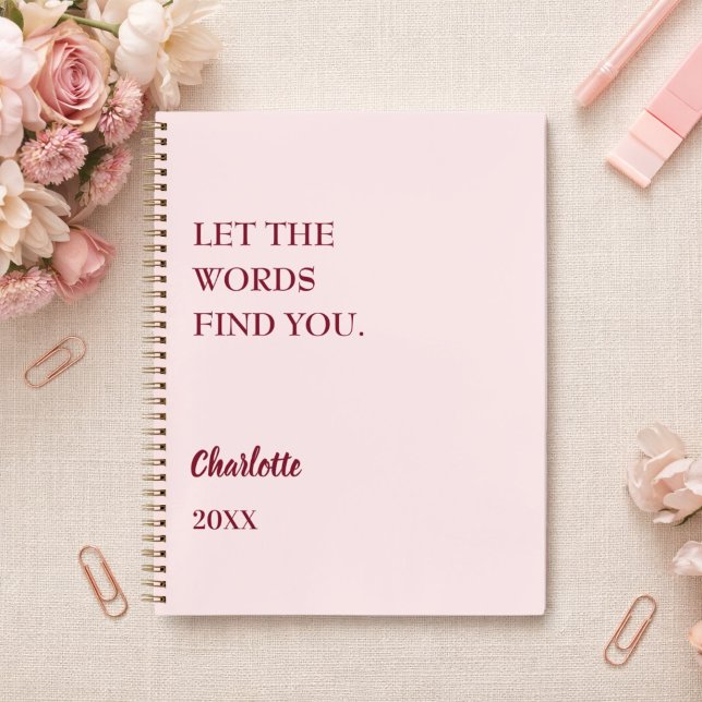 Carnet Écriture de citation inspirante rose gênée (Créateur téléchargé)