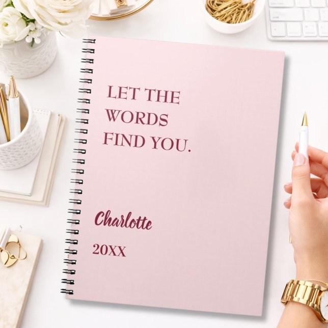 Carnet Écriture de citation inspirante rose gênée (Créateur téléchargé)