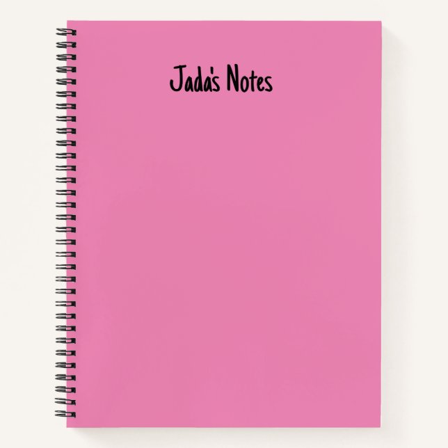 Carnet Écriture de nom personnel rose simple (Devant)
