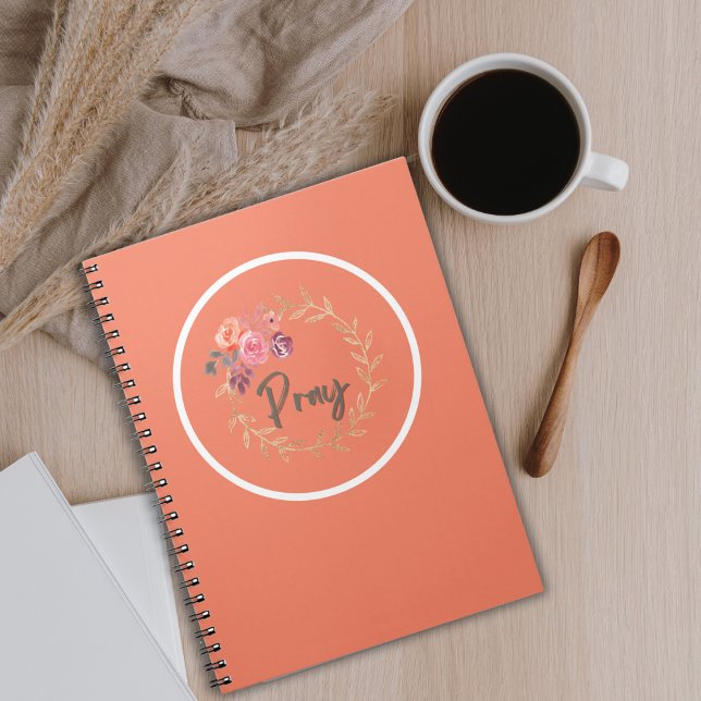 Carnet Écriture de prières avec des fleurs d'aquarelle co (Créateur téléchargé)