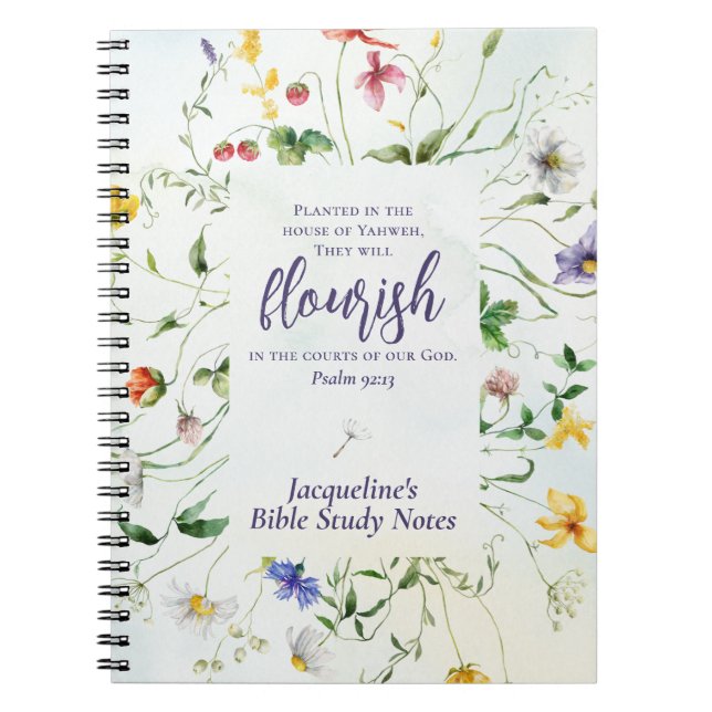 Carnet Écriture Fleur sauvage aquarelle personnalisée (Devant)