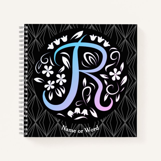 Carnet Écriture manuscrite de monogramme Alphabet R (Devant)
