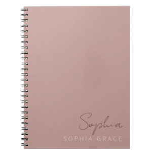 Carnet Écriture manuscrite moderne personnalisée Rose pou