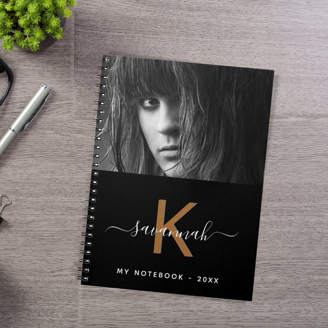 Carnet Écriture monographique en or blanc noir (Créateur téléchargé)