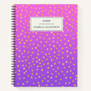 Carnet Écriture personnalisée Chic Purple Gold Polka Poin