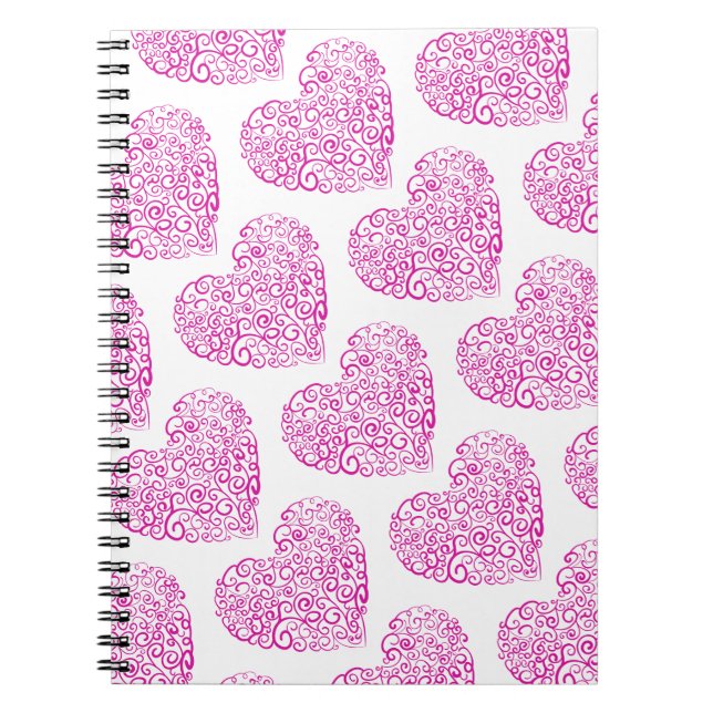 Carnet Écriture spirale coeur rose pour la Saint Valentin (Devant)