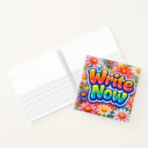 Carnet Écrivez maintenant Texte avec des Marguerites Néon