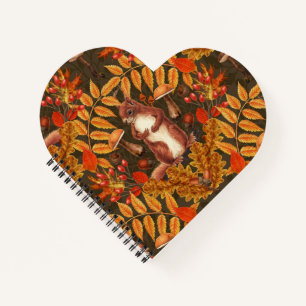 Carnet Écureuil d'automne sur brun foncé