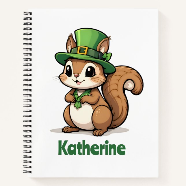 Carnet Écureuil mignon personnalisé pour la Saint-Patrick (Devant)