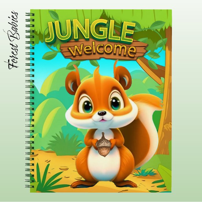 Carnet Écureuil unique caractère de safari faunique🐿 (Cute Wild Squirrel "Jungle Welcome"  Nature Wildlife Animal Cartoon Graphic Fun Forest Notebook 🐿)