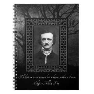 Carnet Edgar Allen Poe Citation Forêt Déplaisante Noir/Gr