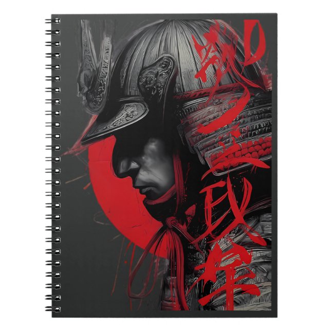 Carnet Edgy Samurai Warrior Japanese Ink Red Sun Notebook (Devant)