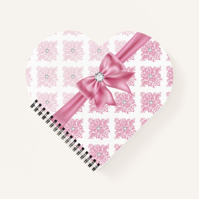Carnet Eélégant Glam rose Bow Diamonds Damas (Devant)