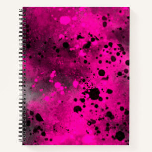 Carnet Effet de taches de peinture rose et noir