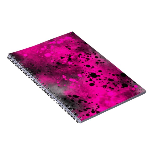 Carnet Effet de taches de peinture rose et noir (Côté Droit)