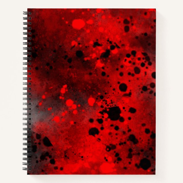 Carnet Effet de taches de peinture rouge et noir (Devant)