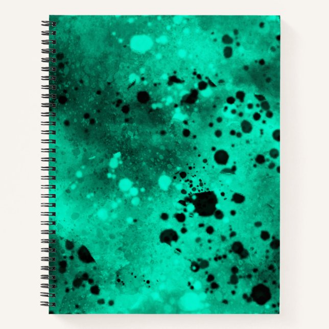 Carnet Effet de taches de peinture vert et noir  (Devant)