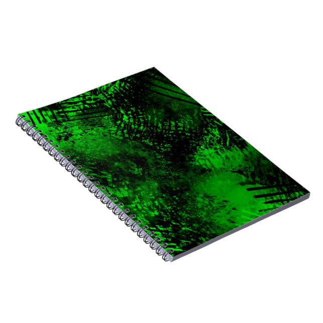 Carnet Effet de taches de peinture Vert & Noir (Côté Droit)