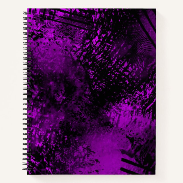 Carnet Effet de taches de peinture Violet et Noir (Devant)