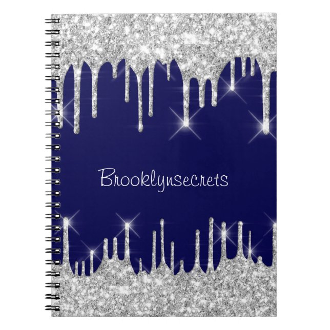 Carnet Effet Parties scintillant des gouttes Blue Navy No (Devant)