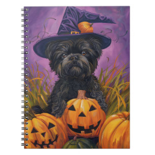 Carnet Éffrayant Affenpinscher Halloween sorcière et Citr