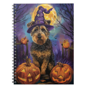 Carnet Éffrayant Airedale Halloween sorcière et Citrouill
