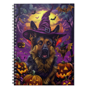 Carnet Éffrayant allemand berger Halloween sorcier Citrou