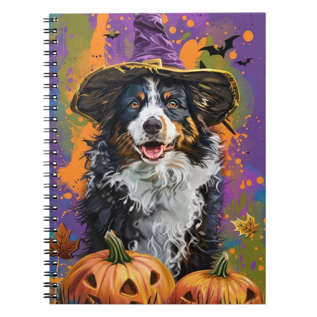 Carnet Éffrayant Australien Berger Halloween Citrouille s (Devant)