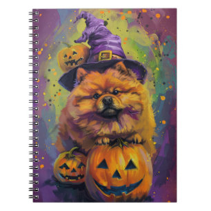 Carnet Éffrayant Chow Chow Chien Halloween sorcière et Ci