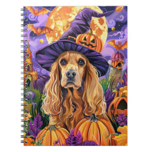 Carnet Éffrayant Cocker Spaniel Dog Halloween Witch Citro