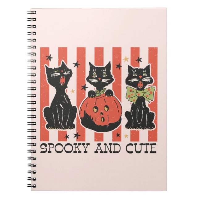 Carnet Éffrayant et mignon - Chat noir et Citrouille (Devant)