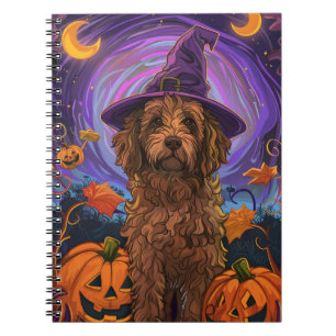 Carnet Éffrayant Goldendoodle Chien Halloween Citrouille 