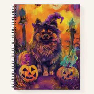 Carnet Éffrayant Keeshond Chien Halloween sorcière et Cit