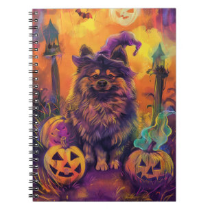 Carnet Éffrayant Keeshond Chien Halloween sorcière et Cit
