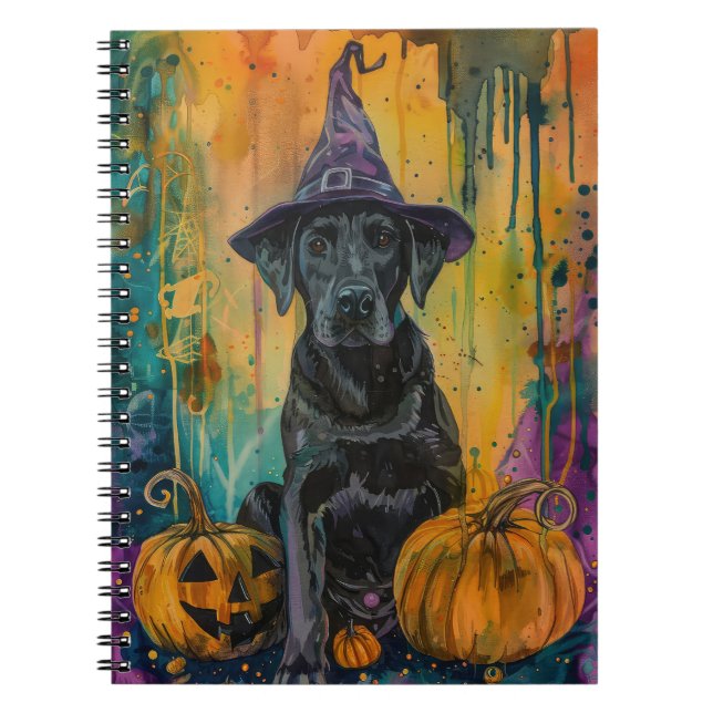Carnet Éffrayant Labrador Chien Halloween Sorcière Et Cit (Devant)