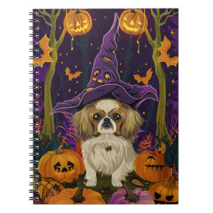 Carnet Éffrayant Pekingese Chien Halloween sorcière et Ci