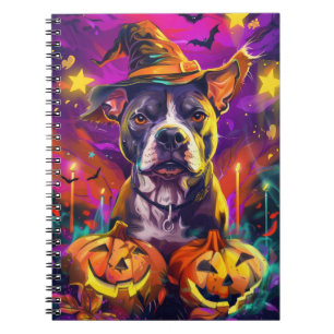 Carnet Éffrayant Pitbull Chien Halloween sorcière et Citr