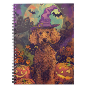 Carnet Éffrayant Poodle Chien Halloween sorcière et Citro
