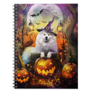 Carnet Éffrayant Samoyed Chien Halloween sorcière et Citr
