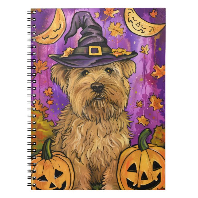 Carnet Éffrayant Wheaten Terrier Chien Halloween Citrouil (Devant)