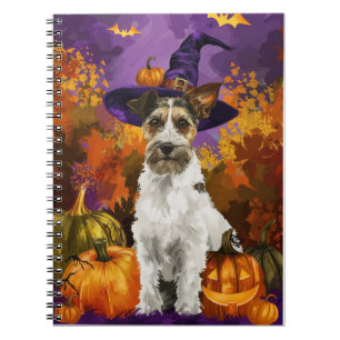 Carnet Éffrayant Wirefox Terrier Chien Halloween Citrouil