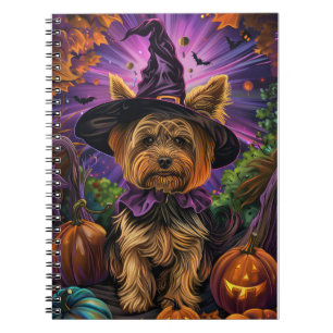 Carnet Éffrayant Yorkipoo Chien Halloween sorcière et Cit